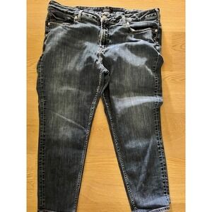 Silver Jeans Co. Suki Skinny Crop Jeans Dark Wash Denim Comfort Stretch Sz 22